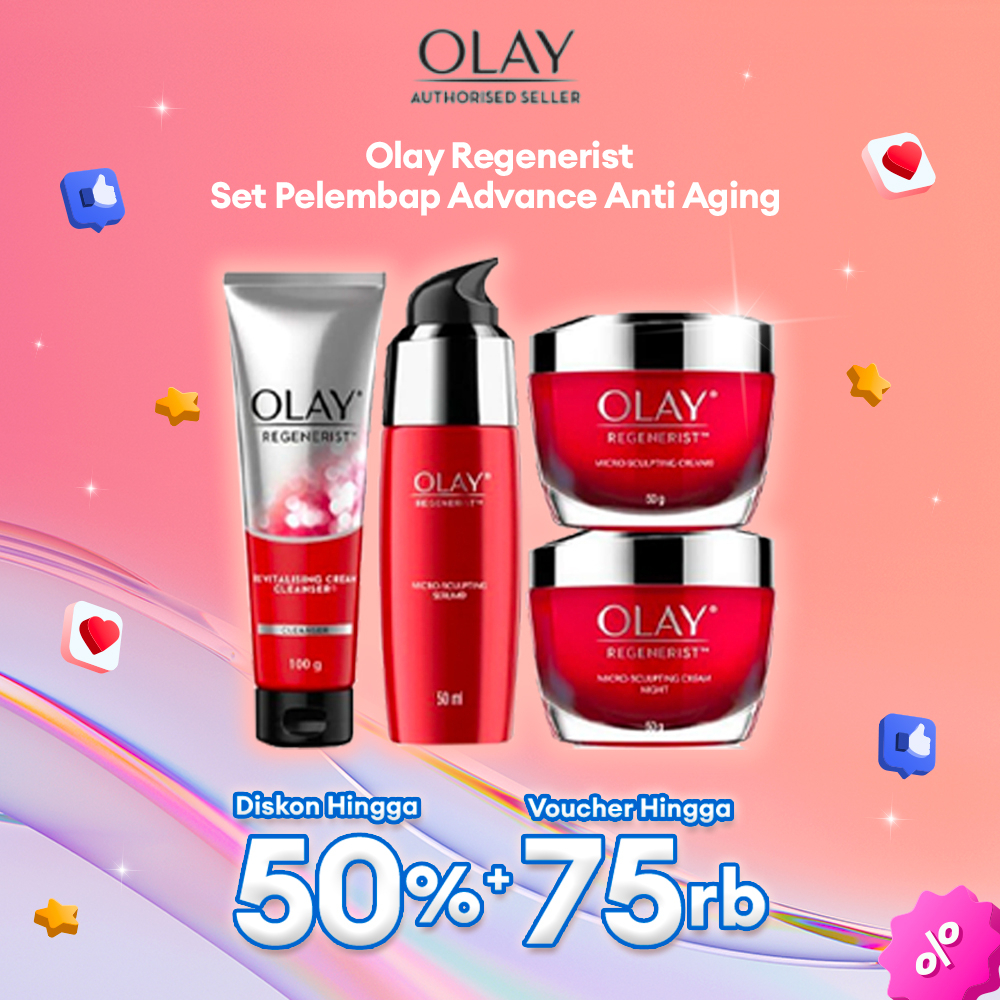 Olay Regenerist Set Niacinamide Skincare Antiaging- Cream Pelembab, Serum Wajah, Cleanser