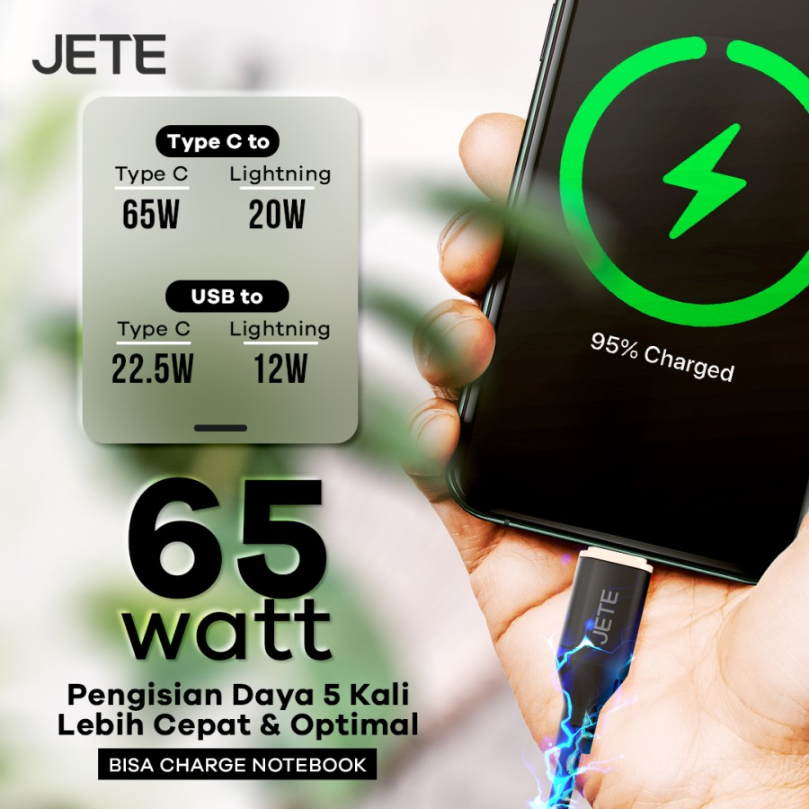 Kabel Data Type C 5A Fast Charging 22.5Watt JETE CX10 - Garansi 2thn