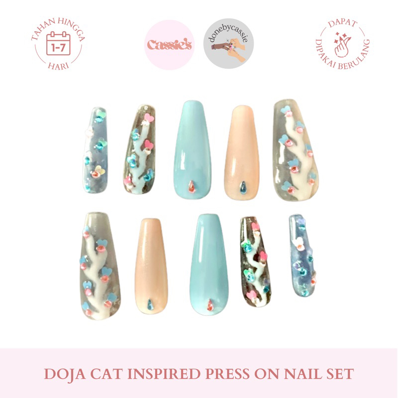 DONEBYCASSIE Planet Her Doja Cat Inspired Color Changing Press On Nail Art Set | Custom Kuku Palsu
