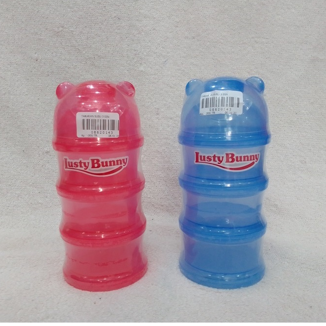 Lusty Bunny Milk Container Takaran Susu Warna Solid TB-1703 / Tempat susu bubuk 3 TINGKAT