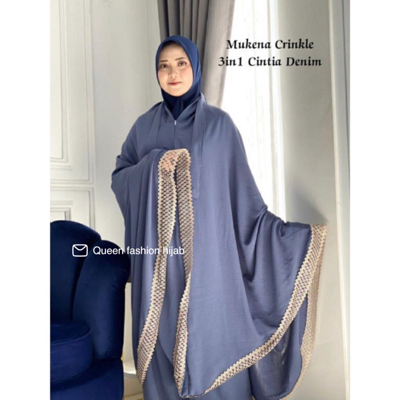 Mukena Dewasa 3 In 1 Mukena Lesti Crinkle Airflow Premium 3 In 1 Jumbo Dewasa Mukena