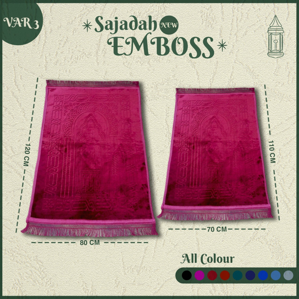 Sajadah Turkey Emboss Polos NEW Tebal Premium + Rumbai 70x110 CM Sejadah Turki