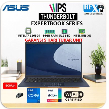 ASUS EXPERTBOOK I7 1165G7 512SSD 8GB W11+OHS