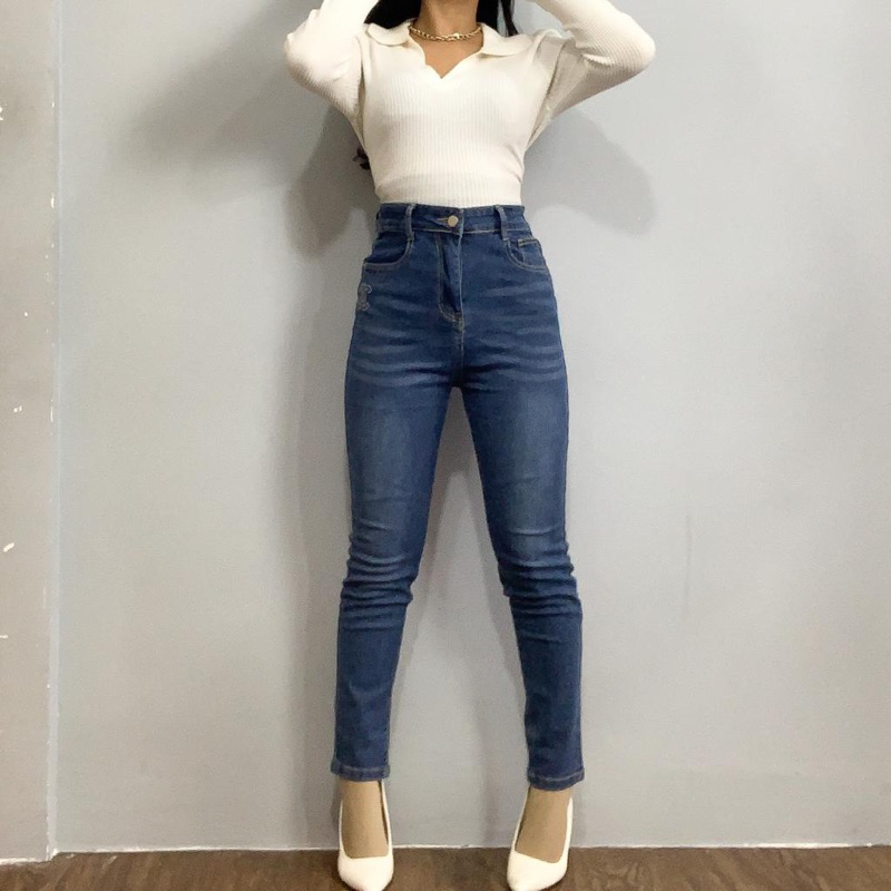 [LUXE.DLABEL] - Jeans 112 | Celana panjang Highwaist wanita Jeans import premium Jeans wanita polos ripped jeans High waist jeans wanita bkk Skinny Jeans High waist Baggy jeans Wideleg Jeans Kulot jeans Boyfriend jeans Wanita Kargo Jeans bangkok