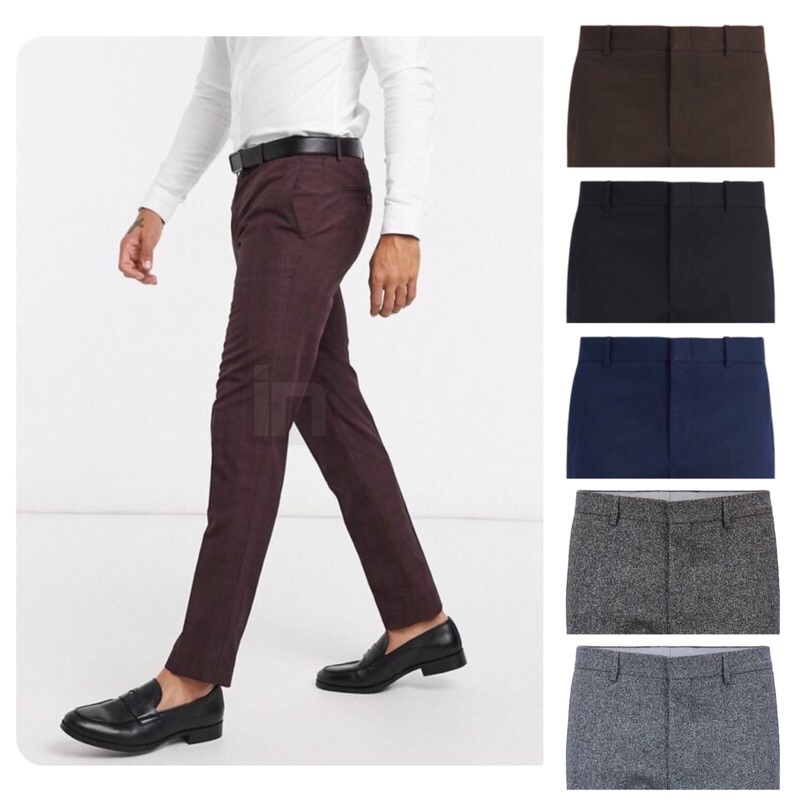 ( 27 - 38 ) Celana Bahan Formal Pria Slimfit ( Trousers Kain Dasar Kerja Kantor )