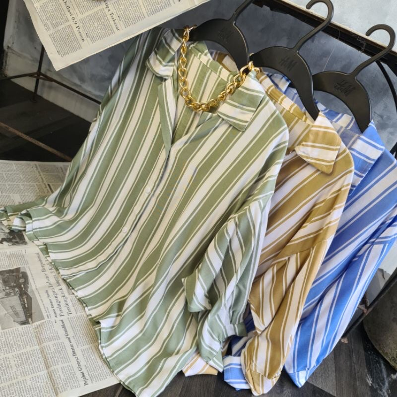 MakeGrosir - STRIPE OVERSIZE SHIRT JUMBO