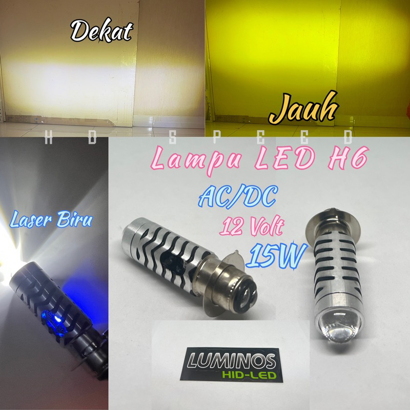 Lampu Led Utama H6 LUMINOS LS2 AC DC 2Warna Putih Kuning Super Terang