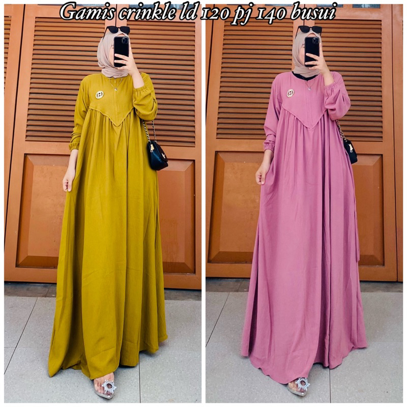 Gamis SV / gamis polos crinkle / gamis polos busui / gamis polos jumbo