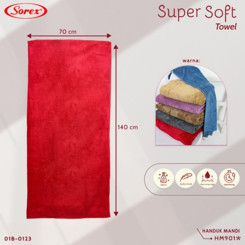 Sorex HM 903 Handuk Mandi Dewasa Microfiber Towel Motif polos Lembut Daya Serap Tinggi