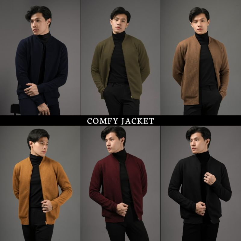 COMFY JAKET PRIA ORIGINAL PREMIUM  BAHAN DIAMOND KNIT TEBAL   M.L.XL.XXL