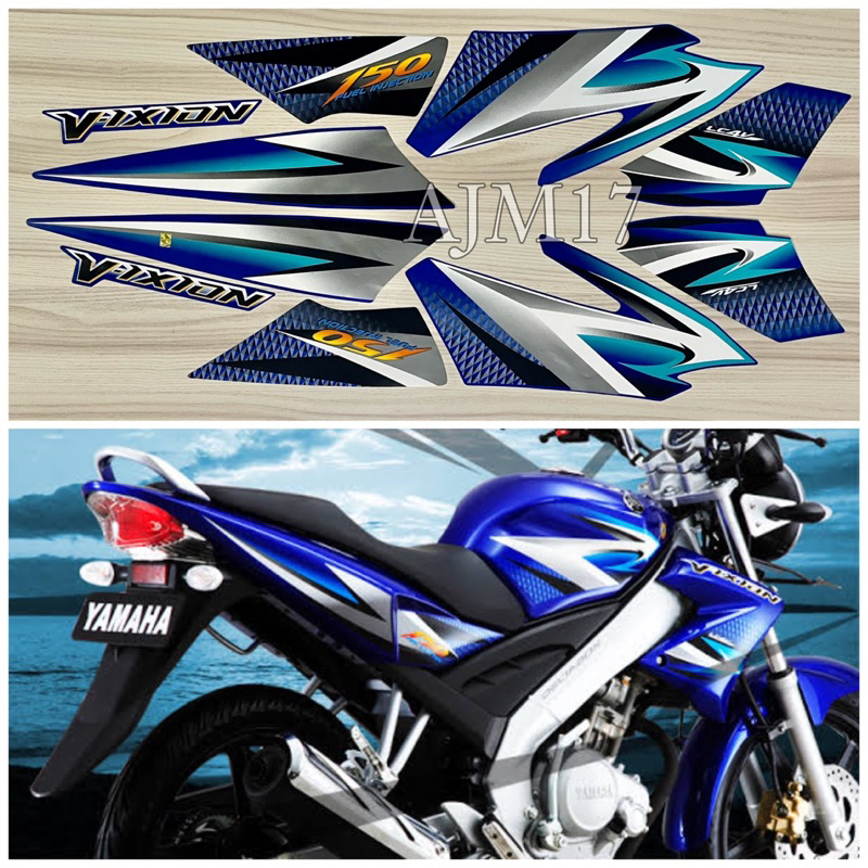 STIKER STRIPING MOTOR VIXION 2007 BIRU