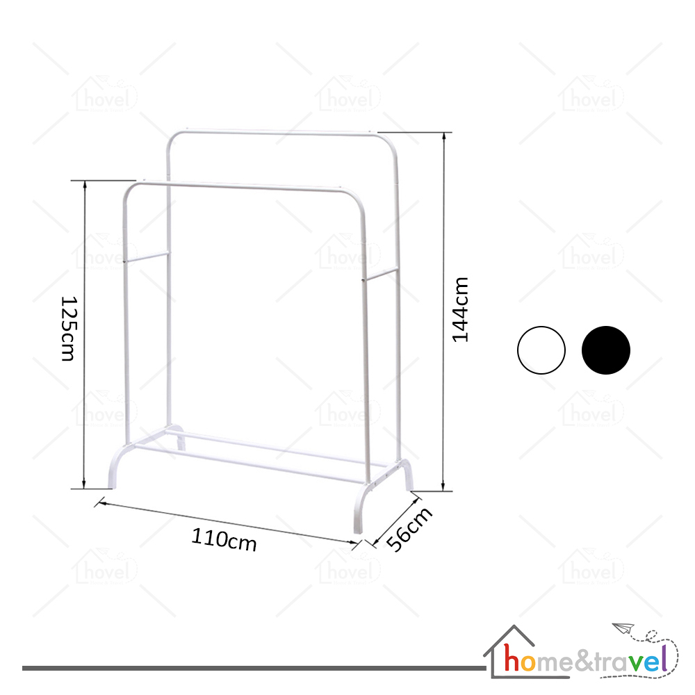 HOVELSHOP Rak Model Gawang Double Standing Hanger Besi Gantungan Pakaian