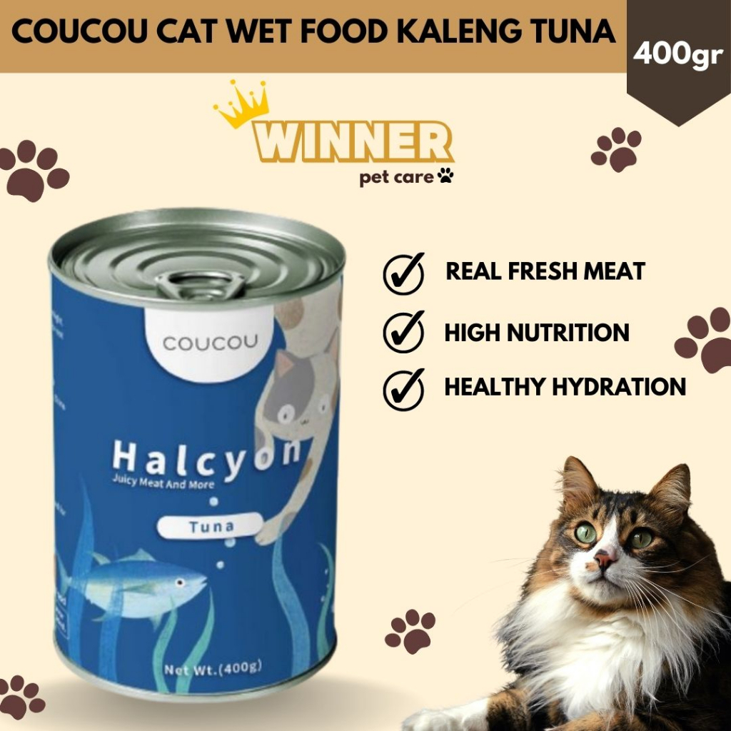 COUCOU Halcyon Cat Wet Food Kaleng Tuna 400gr