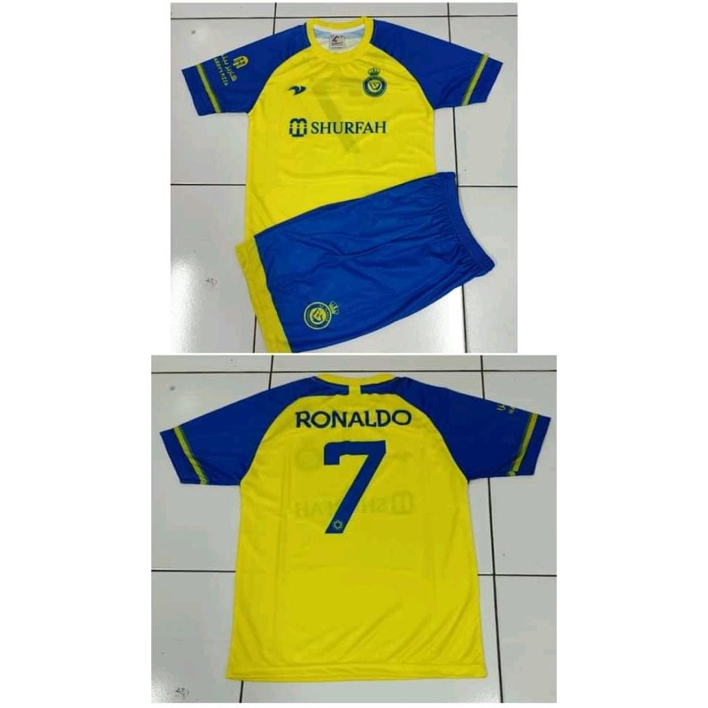 setelan jersey al nassr shurfah ronaldo anak kids printing