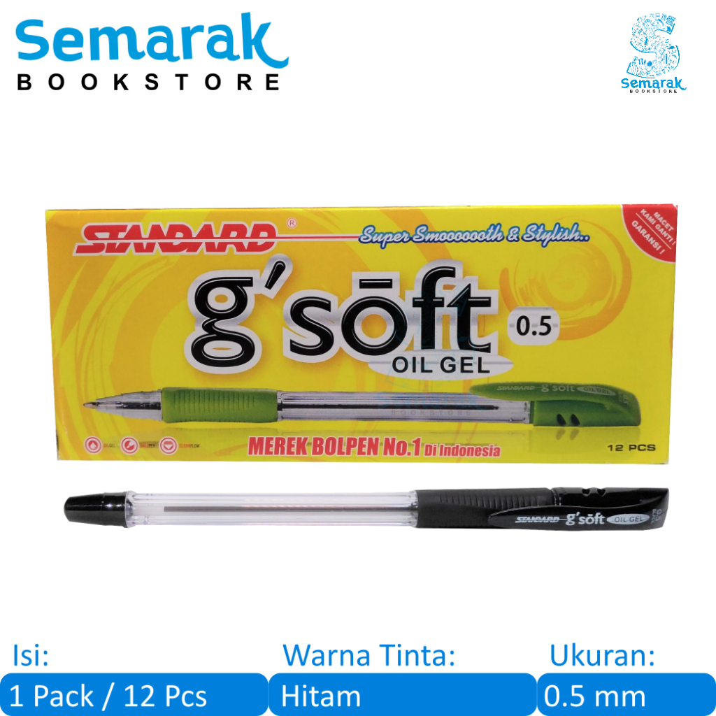 

Standard G'Soft Pulpen Oil Gel 0.5 - Hitam [1 Pack / 12 Pcs]