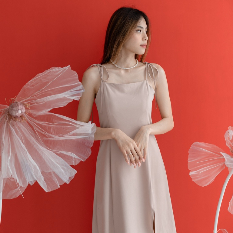 Emily Two Way Dress -- Ocha Wear | Midi Dress Wanita | Slit details | Casual Dress Premium