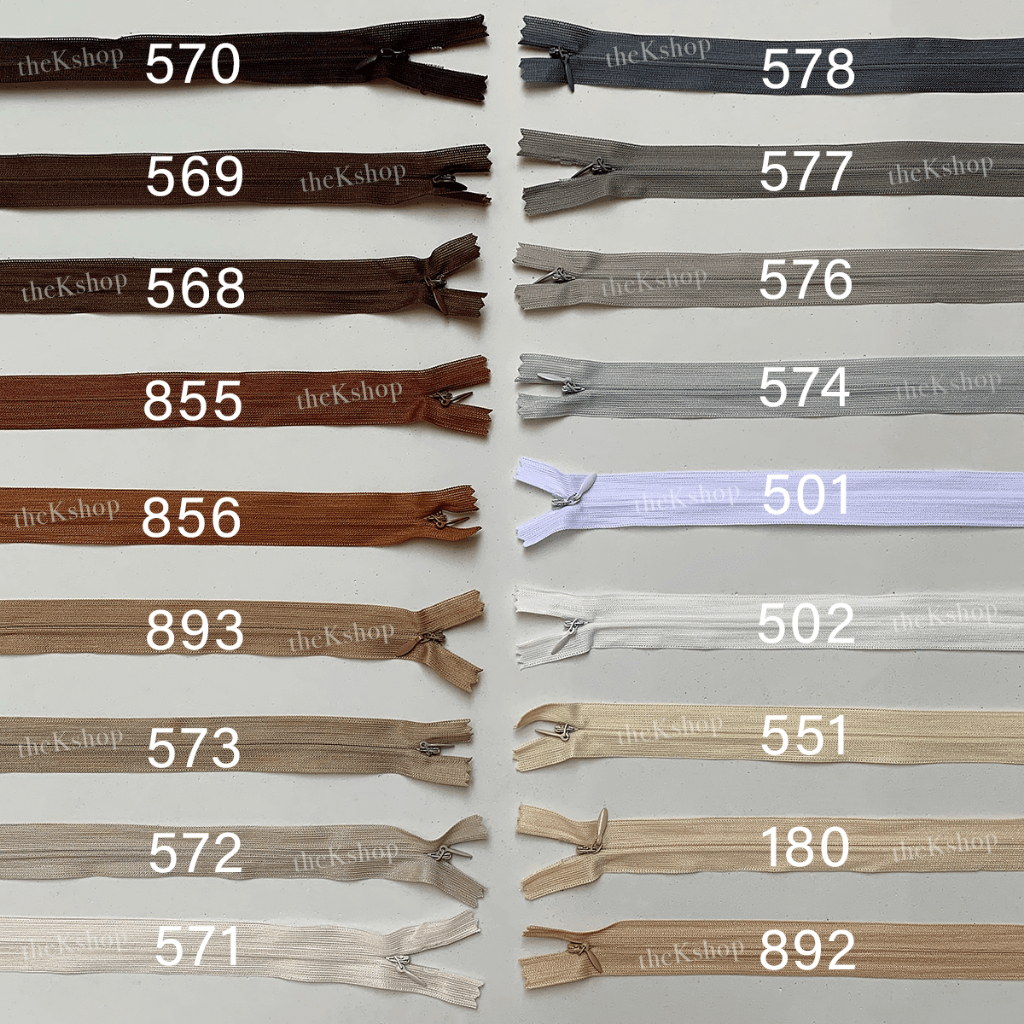 (PART 2 - 25cm) Resleting Jepang 25 cm 1 LUSIN / 12pcs Per Lusin Invisible Zipper Risleting Tersembunyi Ritsleting Sleting Pendek Hitam Putih