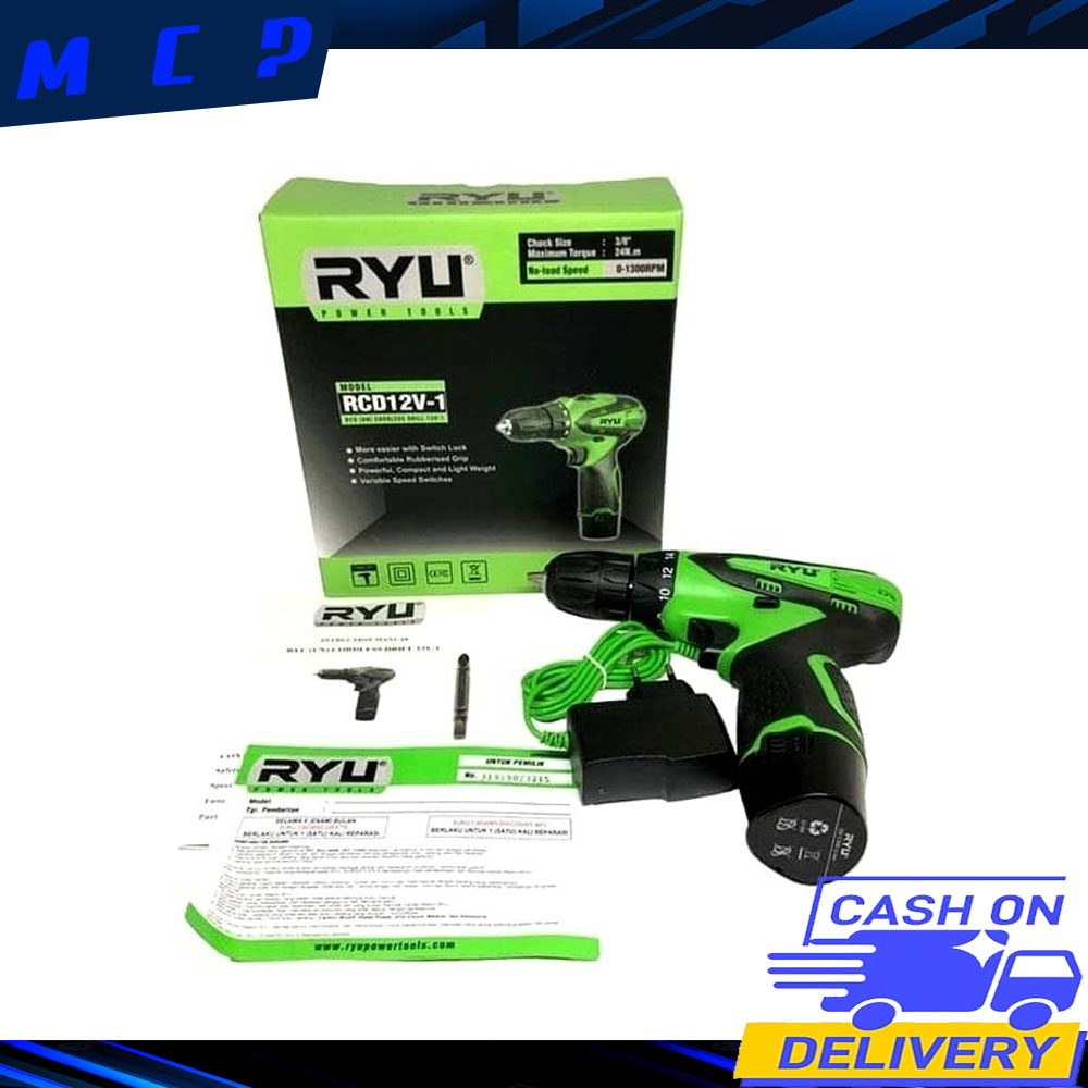 RYU TERLARIS DI BUMI !! Bor Baterai Cordless 12 Volt RCD 12V-1 Cordless Bor Besi Kayu Baterai Set Termurah Berkualitas