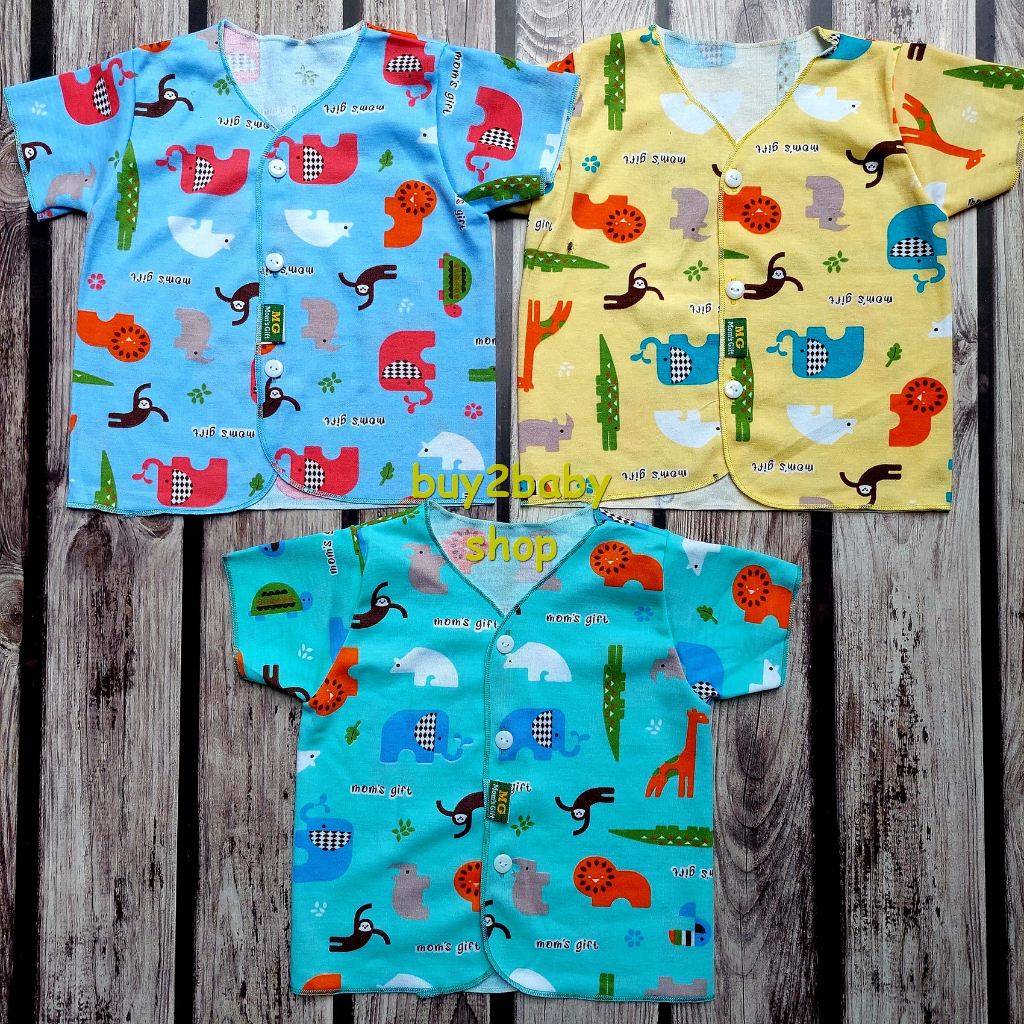 Baju bayi Piyama pendek Moms Gift Animal Series 0-3 Bulan 3 PCS