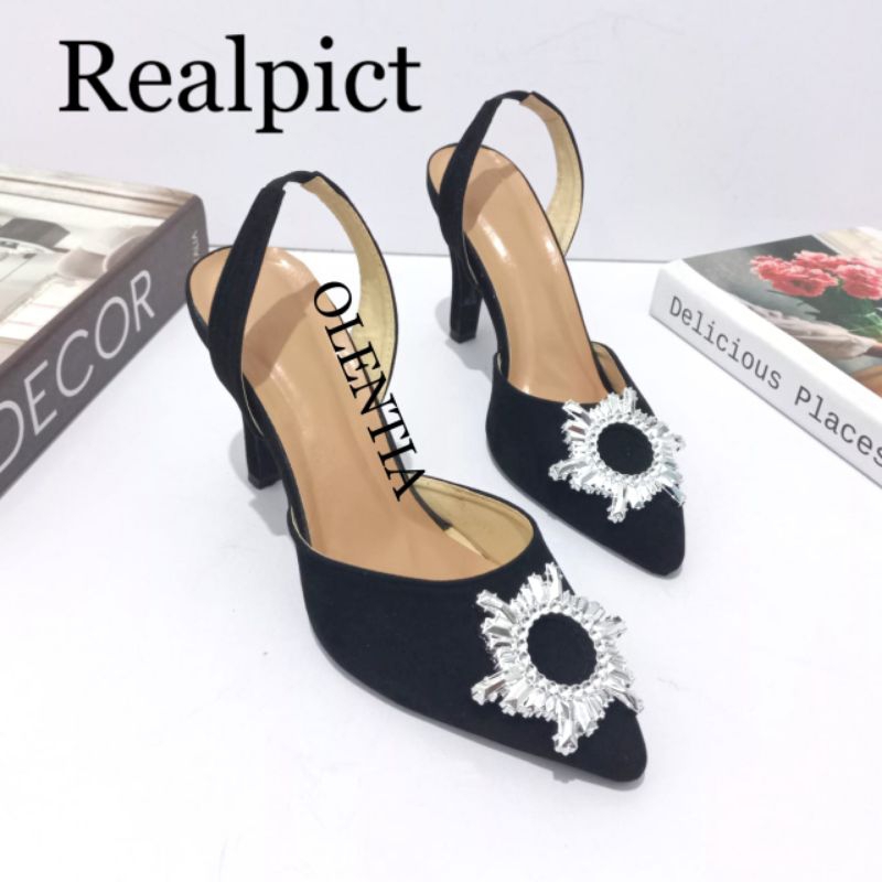 Sepatu Wanita Heels Suede 9cm SH 33