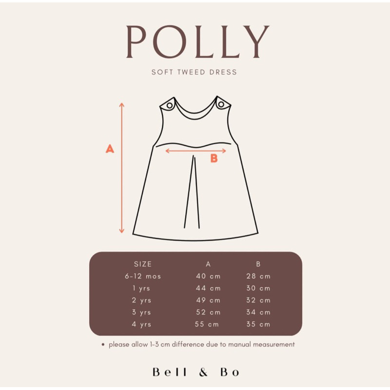 Bell &amp; Bo POLLY Soft Tweed Dress Anak 6bl-4thn