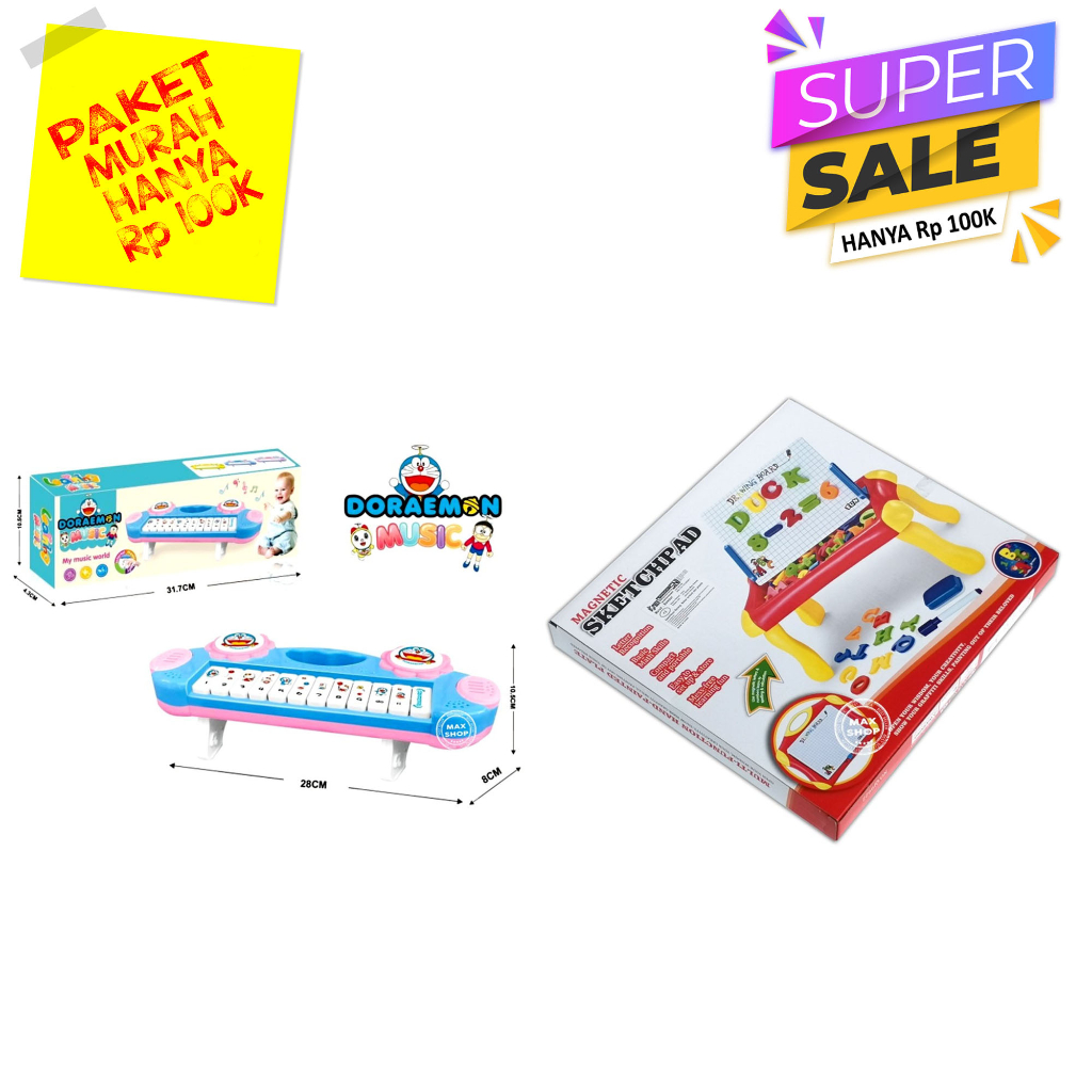 Mainan Anak Keyboard Piano Musik Musikal + Meja Belajar Papan Tulis