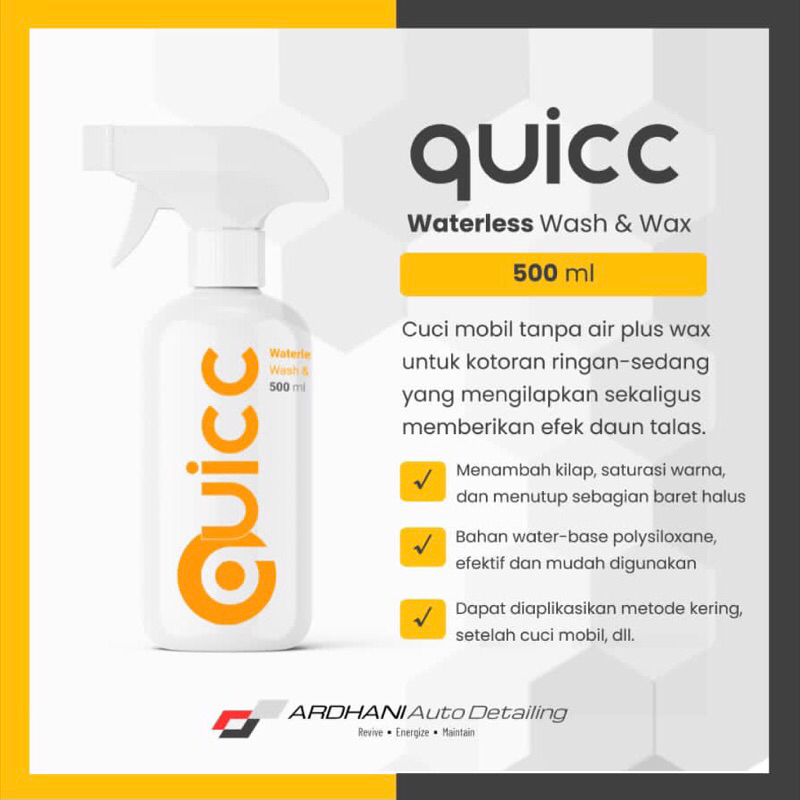 QUICC waterless wash &amp; wax atau cuci mobil tanpa air 500 ml