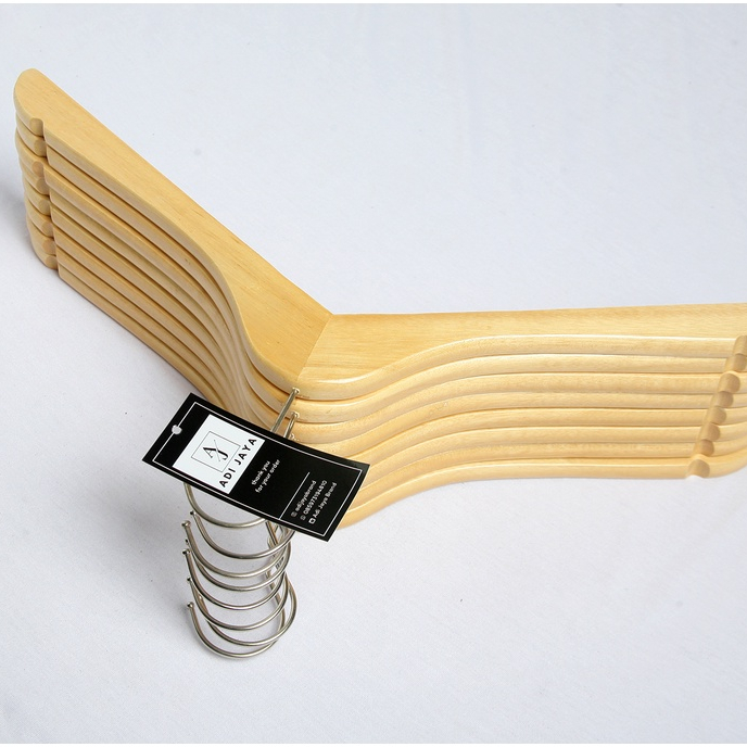 (PAKET 350 PCS) HANGER KAYU NATURAL KUALITAS PREMIUM / GANTUNGAN BAJU KUALITAS PREMIUM - DEWASA
