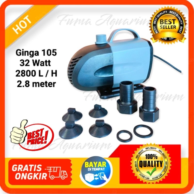 GINGA105 GA-105 POMPA CELUP FILTER KOLAM AQUARIUM AIR TERJUN LOW WATT POWER HEAD SUBMERSIBLE PUMP