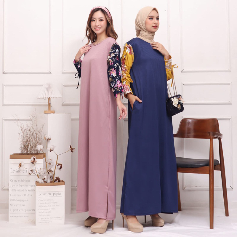 GAMIS DELIA TANGAN BUNGA BAHAN KAOS DANBALL MURAH GROSIR MODELLANO PGMTA