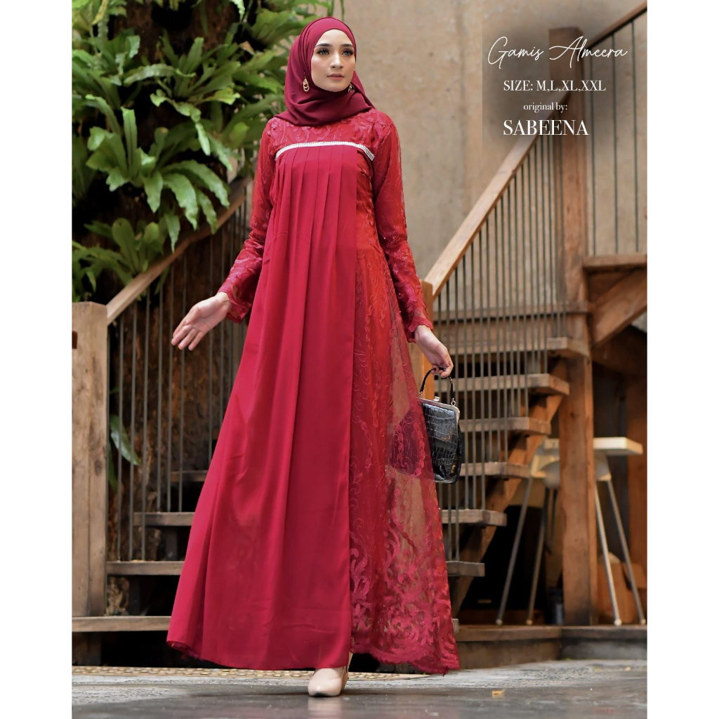 HANIN Gamis Kondangan / Gamis Pesta Mewah Jumbo / Gamis Brokat Tile Mutiara / Gamis Brukat / Maxi Dress