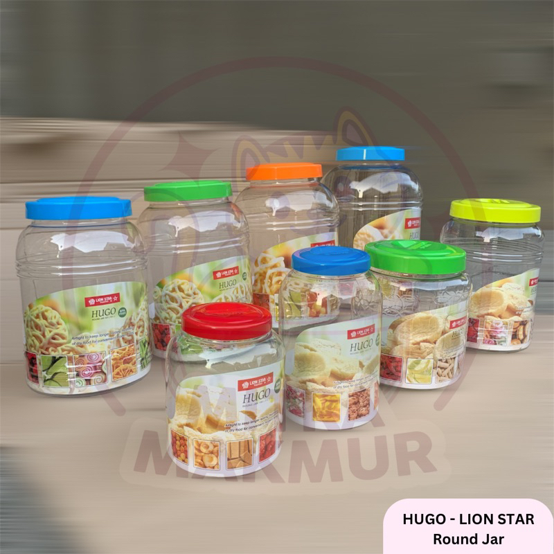 LION STAR - Hugo Round Jar / Square Jar / Toples Plastik  / Toples Kerupuk 3 4-6 8 10 15 20 Liter