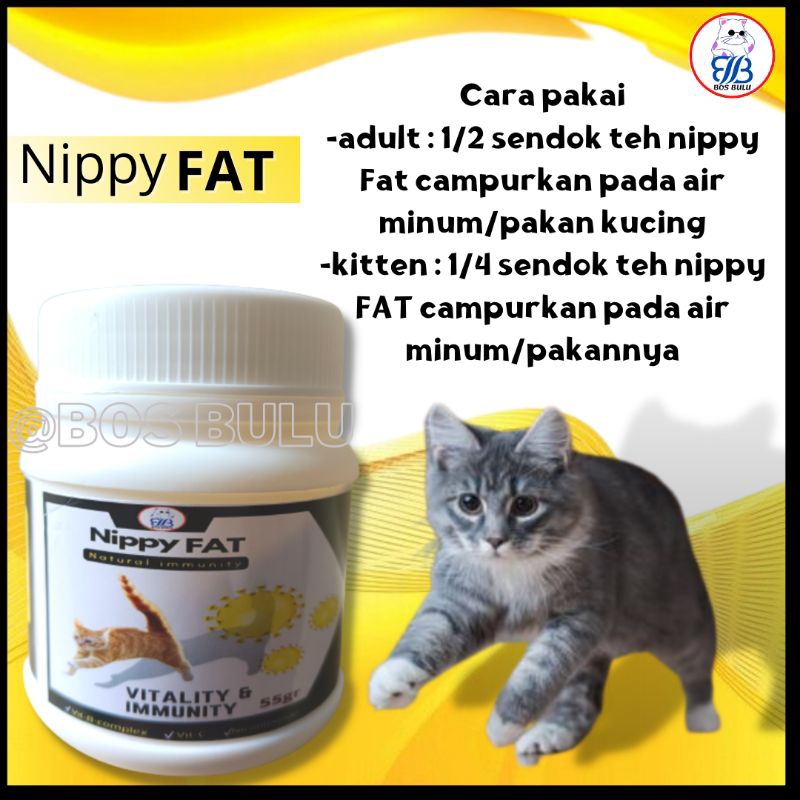 nippy fat vitamin peningkat imun pelebat bulu kucing 55gram