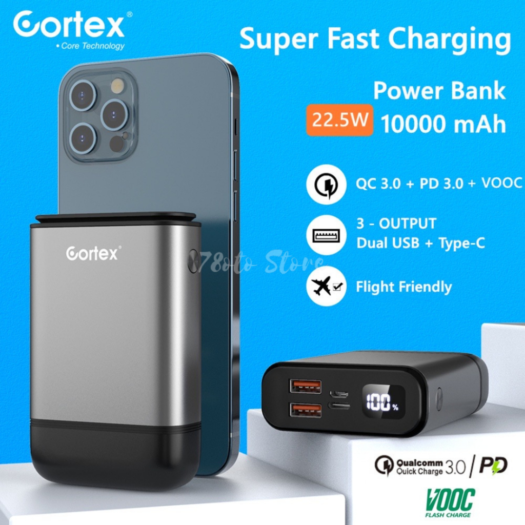 PowerBank Cortex PB-H20 10000mAh 22.5W Super Fast Charging QC3.0+PD3.0+VOOC Type-c + 2USB 3 output P