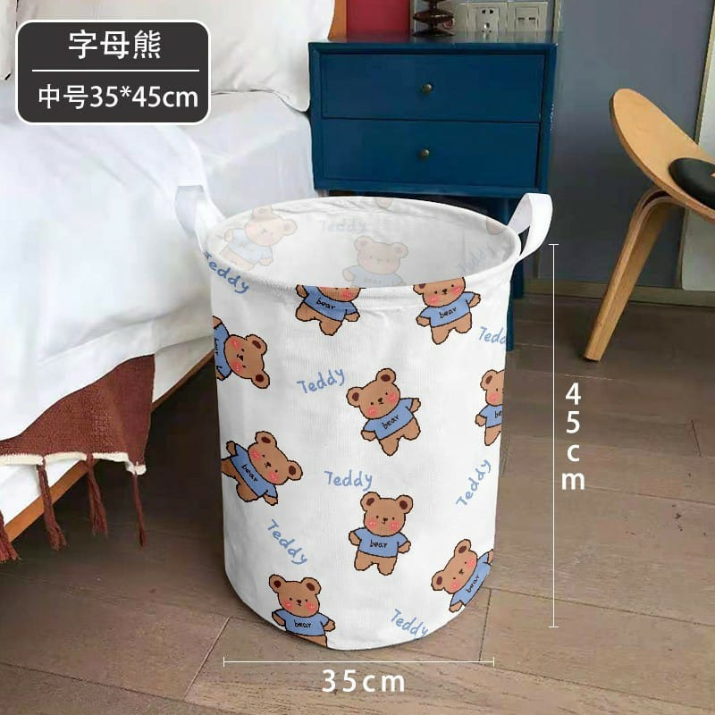 Keranjang Baju Cucian Pakaian Kotor Laundry Basket Keranjang Bulat / Keranjang Baju Cucian Kotor Laundry Basket Motif Karakter Laundry Bag 35x45 Cm