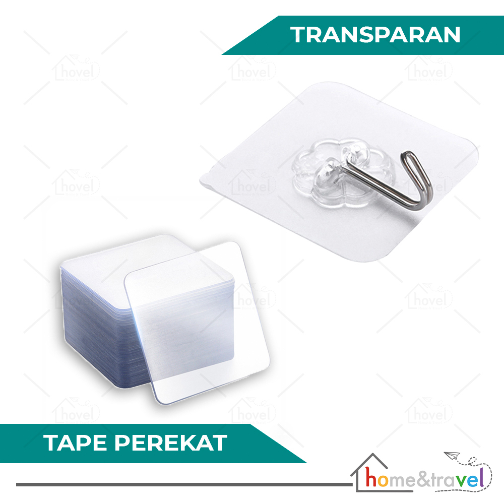 HOVELSHOP Gantungan Hook Tempelan Dinding Perekat Model Transparan