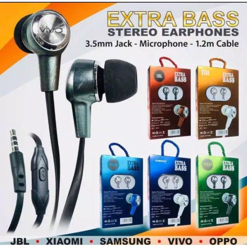 Headset Oppo Handsfree Earphone Oppo Extra Bass HS-104