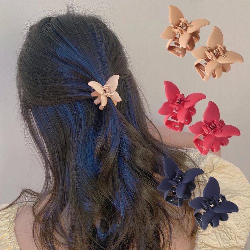 Jedai Doff Kupu-kupu Mini 3cm Jepit Ribbon Mini Warna Matte Jrpitan Poni Dewasa Bentuk Kupu-Kupu Ribbon Mini Hair Claw Clips