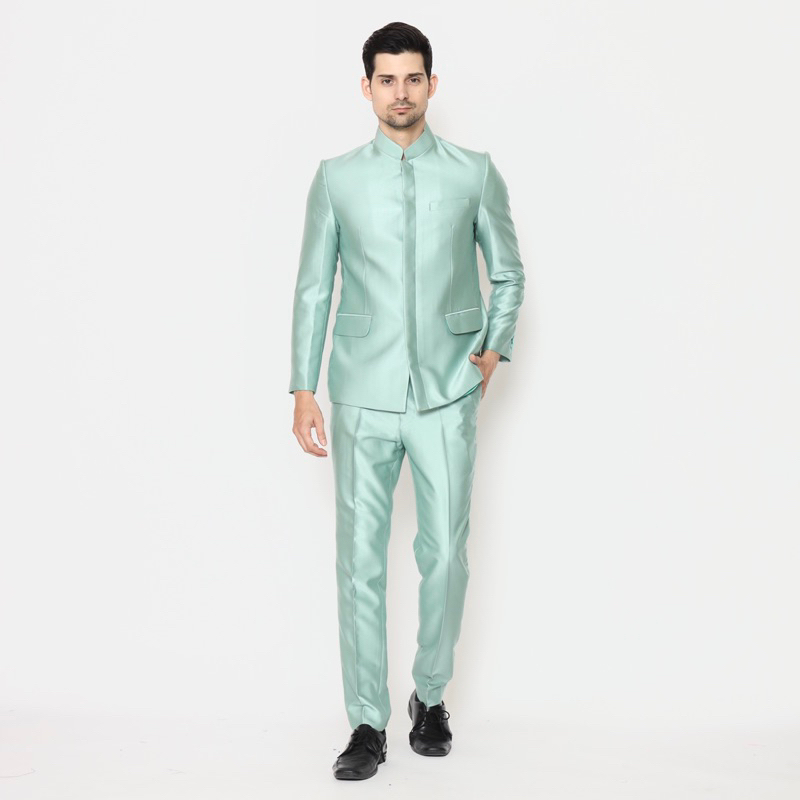 Setelan Beskap Pengantin Semi Wool Import Jas Shanghai