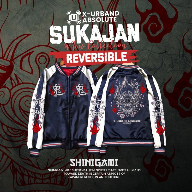 Jaket Sukajan Motif Shinigami Original Embroidery Terbaru Japan Style Unisex Two In One Jaket Sukaja