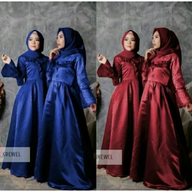 DRESS MAXY KREWEL BRUKAT SATIN VELVET MEWAH KEKINIAN GAMIS KONDANGAN PESTA