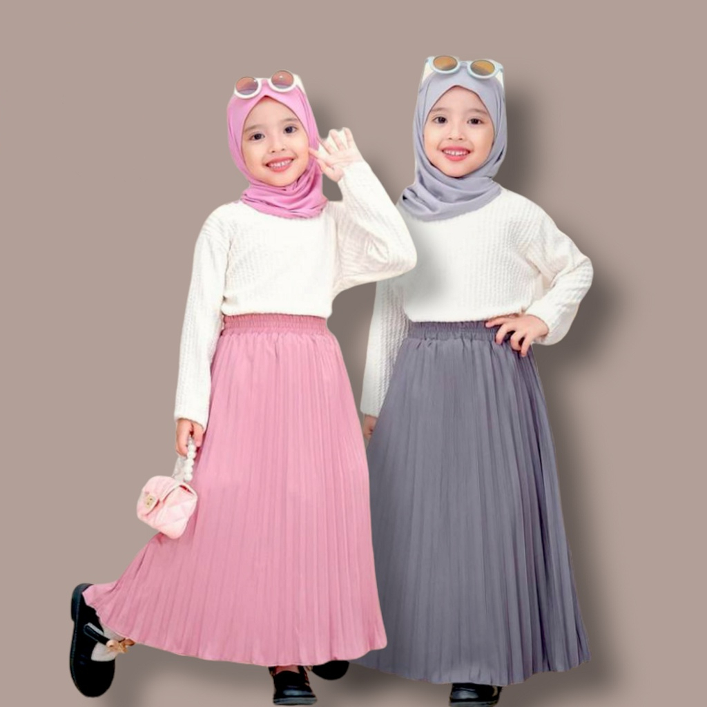 Rok plisket anak perempuan bahan premium usia 7 8 9 tahun