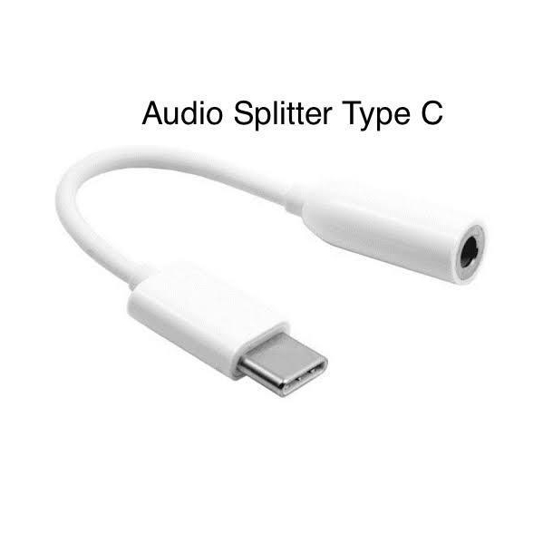 Splitter Adapter Converter Audio USB C to Jack 3.5mm  Original Warna Hitam