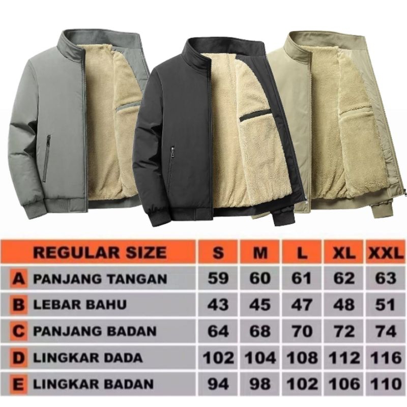 jaket pria jaket musim dingin furing bulu