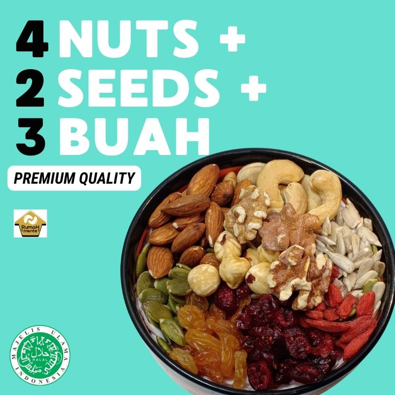 

TRAIL MIX 9 1KG KACANG MEDE ALMOND HAZELNUT WALNUT SUNFLOWER PUMPKIN GOJI RAISIN CRANBERRY