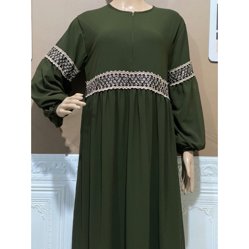 Gamis Dewasa Ceruti Babydoll Renda Bintang