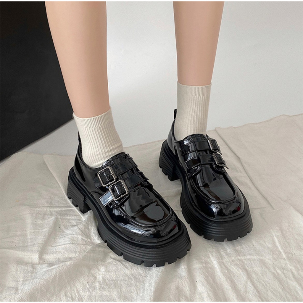 AVANCEID 1866 Heels Sepatu Sneakers Docmart Kerja Wanita Hitam Import