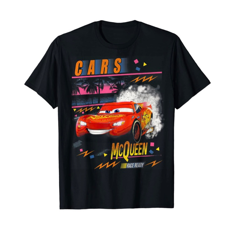 Kaos Baju Atasan Anak Bergambar Mobil Disney Pixar Cars Lightning McQueen Palm Tree Sunset T-Shirt B