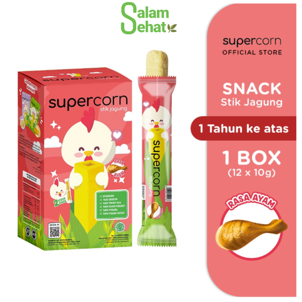 

Supercorn Stick Jagung Rasa Ayam 1 Box isi 12 Sticks @10gr