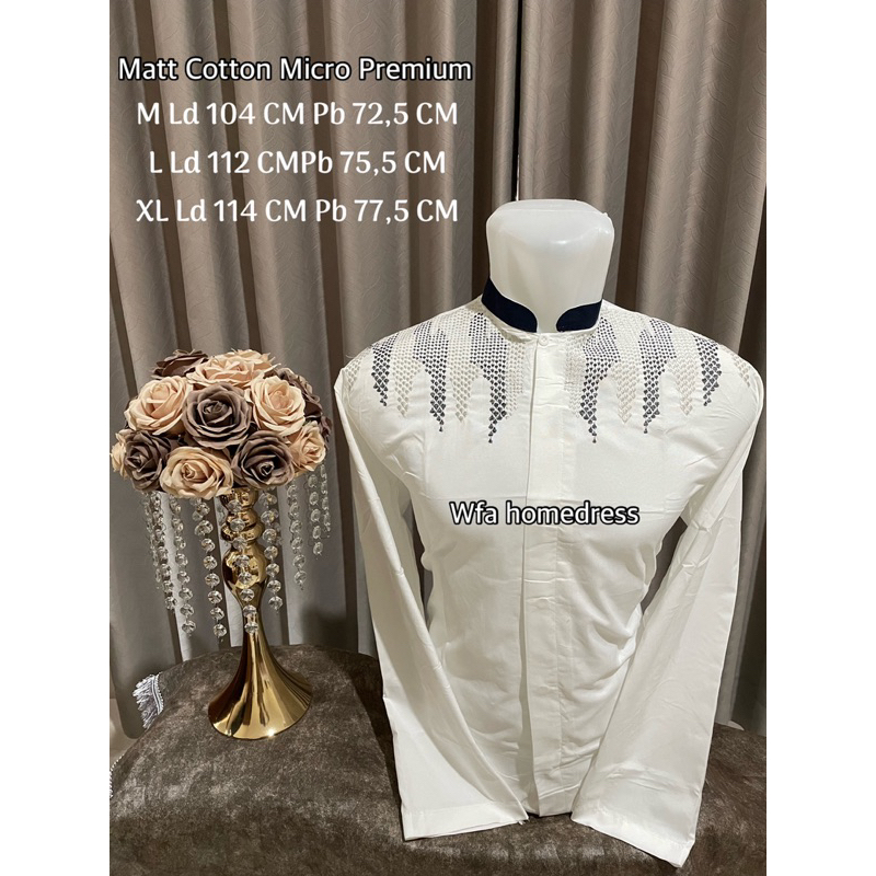paket usaha baju koko pria dewasa lengan panjang warna putih bordir bagus mewah murah ecer grosir